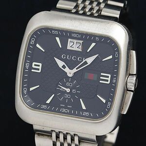 1 jpy operation superior article QZ Gucci coupe 131.3 Date smoseko square black face men's wristwatch OKZ 2147000 4NBG1