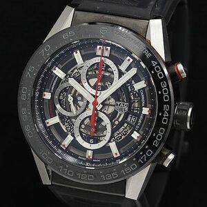 1 jpy operation superior article TAG Heuer Carrera CAR2A1Z FT6044 AT/ self-winding watch skeleton chronograph rubber belt men's wristwatch DOI 0003520 4RKT