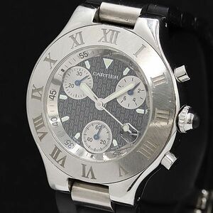 1 jpy guarantee / box attaching operation superior article Cartier QZ 118843PL gray face chronograph men's wristwatch TCY 0019800 4RKT