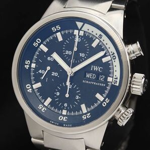 1円 稼働 アイダブリューシー IWC シャフハウゼン AT/自動巻き アクアタイマー デイデイト 文字盤ブラック メンズ腕時計 TKD 0041030 4RKTの画像1