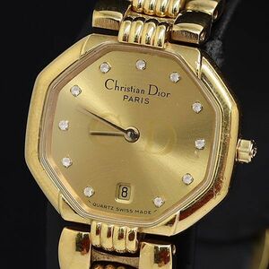 1 иен Dior ok tagonD48-153 QZ Gold циферблат Date камень есть женские наручные часы OGI 3642100 4DIT