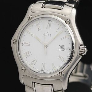 1 иен работа хорошая вещь Ebel Classic wave QZ белый циферблат Date мужские наручные часы OGH 9246100 4DIT