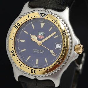 1 jpy guarantee / box attaching operation superior article TAG Heuer cell W12151-K0 AT/ self-winding watch navy face Date rotation bezel men's wristwatch OGI 9506200 4DIT