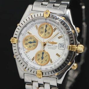 1 иена Операция Breitling SS/YG Chrono Mat Bicolo B13050.1 на белом циферблате хронодеко дата мужская часа KRK 3801710 4DIT