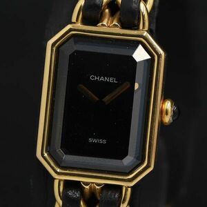 1 jpy QZ Chanel Premiere M X.K.34707 black face lady's wristwatch KRK 0077110