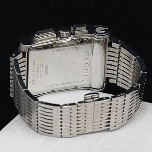 1円 稼働 良品 箱付 グッチ Gメトロ 8600M QZ スクエア クロノグラフ デイト スモセコ 黒文字盤 メンズ腕時計 OKZ 0068200の画像4