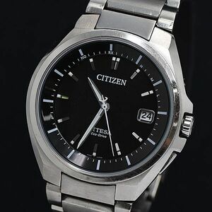 1 jpy operation superior article guarantee / koma 3/ box attaching Citizen radio wave solar H110-T016308 Atessa Eko-Drive Date black face men's wristwatch 0198000 MTM