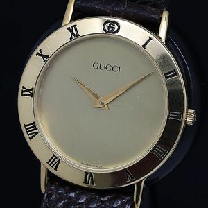 1 иен работа хорошая вещь Gucci 3000.2M QZ Gold циферблат мужские наручные часы OGI 2756000 4BJY