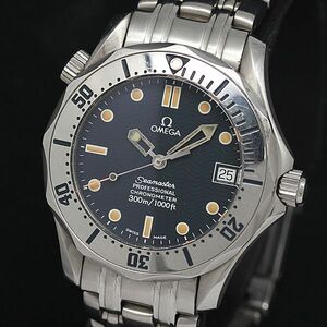 1 иена работающая хорошая коробка продукта/1 рамка с Omega AT/Automatic Winding Seamaster Professional Date Navy Dial Men's Watch 0355410 4PRT MTM