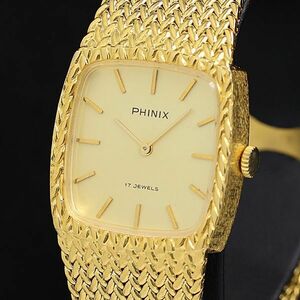 1 jpy box / guarantee attaching operation superior article finiks17 stone 83-395 hand winding Gold face lady's wristwatch KTR 0022000 4ETY