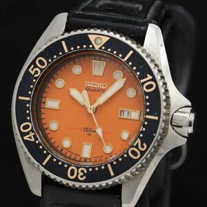 1円 セイコー 2625-0010 QZ デイト オレンジ文字盤 メンズ腕時計 TKD 8174000 4PRY