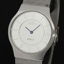 1円 稼働 良品 スカーゲン ANA 233LSS-A QZ シルバー文字盤 メンズ腕時計 DOI 8174000 4PRY_画像1
