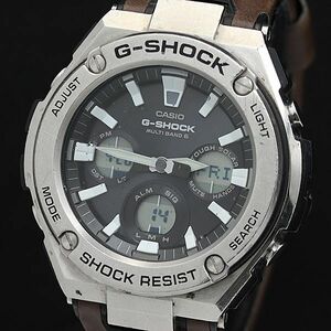 1円 稼働 カシオ G-SHOCK GST-W130L QZ ブラック文字盤 デジアナ レザーベルト メンズ腕時計 DOI 0275000 4ANT