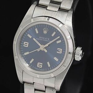 1 jpy Rolex oyster Perpetual 67480 A number AT/ self-winding watch blue face lady's wristwatch KTR 0008910 4BKT