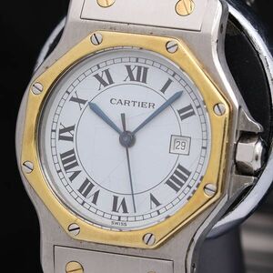 1円 稼働 カルティエ サントスオクタゴン 手巻 デイト ホワイト文字盤 レディース腕時計 TKD 0056210 4DKT