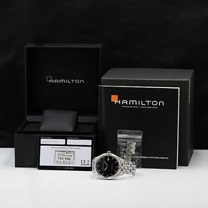 1円 保/箱/コマ3付 稼働 良品 ハミルトン QZ H324510 AJD090767 黒文字盤 デイト メンズ腕時計 TCY 0024200 4DKTの画像5