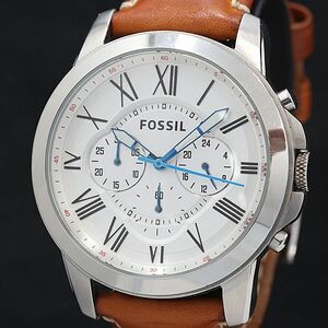 1 иен Fox Fossil Round Chronograph QZ Римский персонаж SS White Dial FS5060 Мужские часы KMR 8174000 4PRY