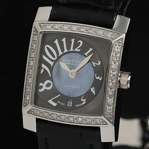 1 jpy operation superior article Saint Honore diamond QZ shell face stone attaching lady's wristwatch OGH 0023100 4ERT