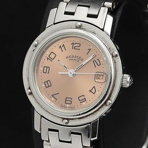 1 jpy operation superior article Hermes QZ CL4.210 pink gold face Date round lady's wristwatch TCY3797000 4NBG2