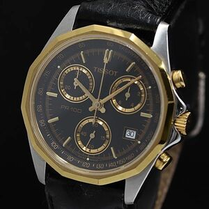 1 иен работа Tissot P372/472 QZ Chrono SS GP Date черный циферблат мужские наручные часы KMR 3797000 4NBG2