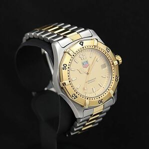 1円 稼働 良品 タグホイヤー QZ WK1121 ゴールド文字盤 デイト ラウンド メンズ腕時計 TCY3797000 4NBG2の画像2