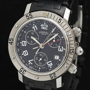 1 jpy Hermes Clipper Divers chronograph CL2.915 QZ black face Date men's wristwatch DOI 7814400 4OKT