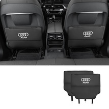 アウディ AUDI シートバックポケット キックガード バックプロテクター キックマット 車用シートカバー 蹴り防止 2点セット ブラック_画像1