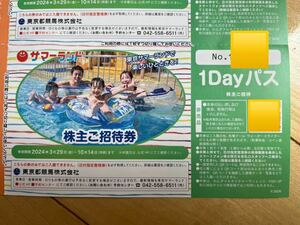 複数枚あり除外日なし◆東京サマーランド1DAYパス（利用制限なし）◆東京都競馬株主優待券◆2024.10.14まで即配送