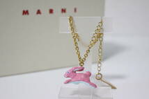 E641 新品 未使用 MARNI マルニ ラビット うさぎ チャーム ブレスレット アクセサリー ピンク ゴールド BRMV0170A0_画像6