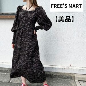 未着用 FREE'S MART ロング ワンピース ブラック 花柄 長袖