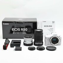 Canon キヤノン EOS R50 ダブルズームキット ホワイト ミラーレス一眼レフカメラ_画像1