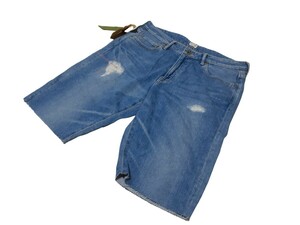 タグ付:Japan blue jeans:ジャパンブルージーンズ:デニムショーツ:used加工:カットオフ:32in 岡山/児嶋