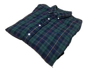 春:Ralph Lauren ラルフローレン CUSTOM FIT★正規品 グリーン チェック ソフトな生地感 ボタンダウンシャツ XL