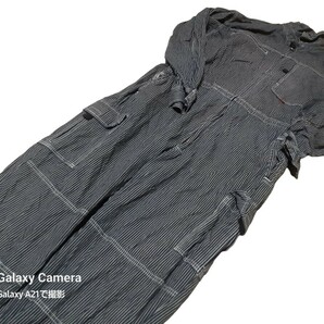 良品:カジュアル アクティブテイスト C.A.T CASUAL ACTIVE TASTE ヒッコリー柄:長袖つなぎ MEN'S-3L  usedの画像2