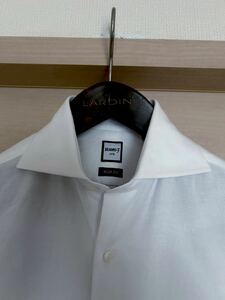 【美品】イタリー製 BEAMS F/ビームス エフ SLIM FIT コットンワッフル織り カッタウェイカラードレスシャツ37 1.8万円位