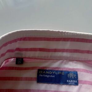 【試着程度】イタリー製 BARBA DANDY LIFE/ バルバ ダンディライフ コットンリネン カッタウェイカラードレスシャツ38/15 3.5万円位の画像4