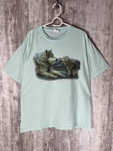 アニマル柄　90s USA 古着　Tシャツ　狼　ウルフ　ビンテージ