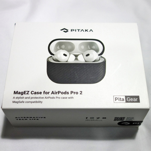 PITAKA MagEZ Case AirPods Pro 2 第2世代対応 ケース MagSafe対応 ブラック/グレーツイル柄 2023年3月購入 中古品