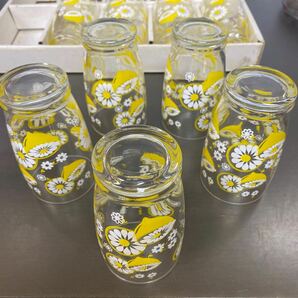 昭和レトロ レモン柄 ガラスコップ レトロポップ ドリンクグラス グラス ヴィンテージ フルーツ 花柄 当時品の画像5