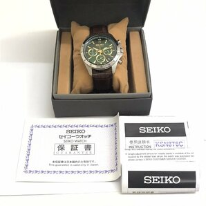 中古品 稼働品 セイコー SEIKO 腕時計 スピリット クロノグラフ 8T63-00D0 グリーン文字盤 デイト付き クオーツ 電池式 質屋出品の画像7