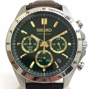 中古品 稼働品 セイコー SEIKO 腕時計 スピリット クロノグラフ 8T63-00D0 グリーン文字盤 デイト付き クオーツ 電池式 質屋出品の画像1