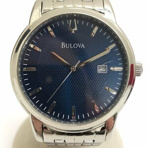 中古品 BULOVA ブローバ 腕時計 C837591 96B197 クオーツ 電池式 デイト付き 青文字盤 質屋出品