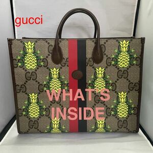 【美品】gucci グッチ GGスプリーム パイナップル トートバッグ 