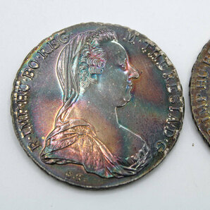 海外古銭「マリア・テレジア 大型銀貨 4枚セット」ケース付 約28g 約4.1㎝ オーストリア BURGCOTYR 1780XARCHIDDUX ターラー銀貨 シルバーの画像2