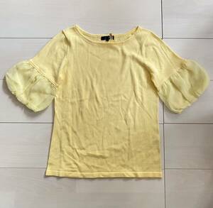 ROPE Rope yellow color yellow sleeve ba Rune chiffon sia- material switch summer knitted cut and sewn spring summer Jun po one sleeve short sleeves M lady's 