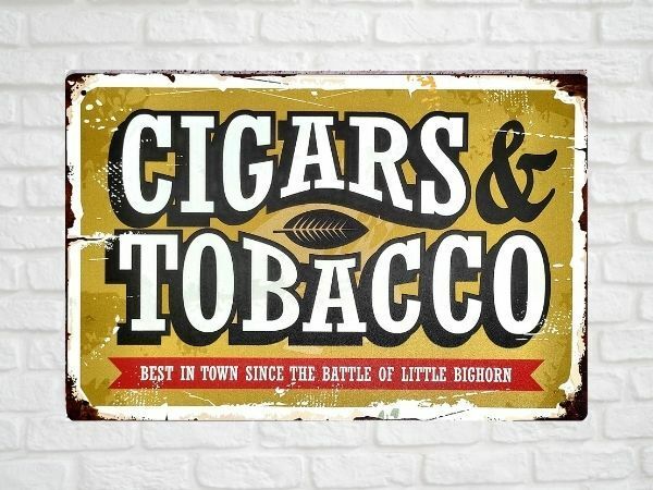 ブリキ看板 CIGARS TOBACCO 122 メタルプレート DIY インテリア たばこ シガー アメリカン雑貨 レトロ風 世田谷ベース おしゃれ