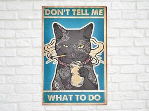 ブリキ看板 黒猫 Black Cat 208 メタルプレート カフェ アメリカン雑貨 インテリア雑貨 レトロ ビンテージ風 北欧風 おしゃれ かわいい