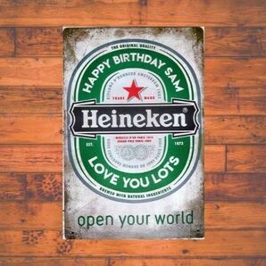 ブリキ看板 HEINEKEN ハイネケン 112 メタルプレート インテリア ガレージ アメリカン雑貨 レトロ風 ビンテージ風 おしゃれ 新品の画像2