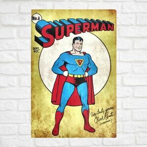 ブリキ看板 Superman スーパーマン 196 映画 ハリウッド 名作 メタルプレート アメリカン雑貨 インテリア レトロ ビンテージ風 