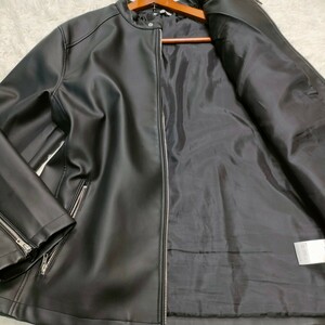 【極美品・超希少サイズ4L】Nylaus シングルライダース ナイラス レザージャケット XXXL 3XL 革ジャン ブラック 黒 シンセティック メンズ